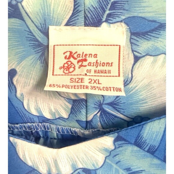 Kalena Fashions Hawaiian Muumuu Moo Moo Dress 2XL Blue Floral Made in Hawaii NWO - Picture 4 of 5